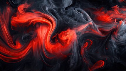 Fototapeta premium Abstract swirling clouds of smoke captured in vivid red and black