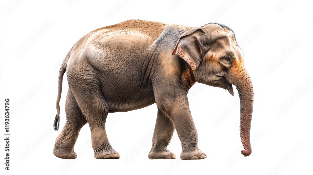 Poster majestic elephant walking gracefully with detailed skin texture in a natural pose captured in a mini