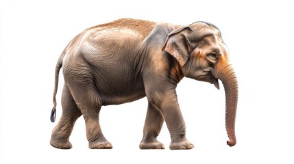 Obraz premium Majestic elephant walking gracefully with detailed skin texture in a natural pose captured in a minimalist setting. Generative AI