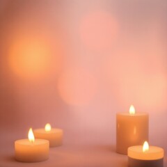 Warm glowing candles with soft bokeh in a calming ambiance
