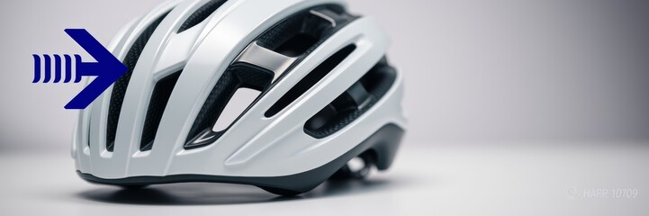 Fototapeta premium High-performance white bicycle helmet with sleek design and ventilation slots conveying safety and readiness for cycling in urban settings