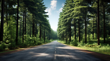Obraz premium Serene Forest Road in Sunlight