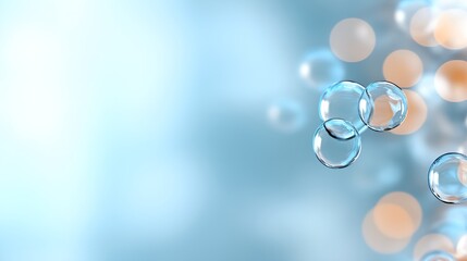 Blue background with three bubbles in the foreground