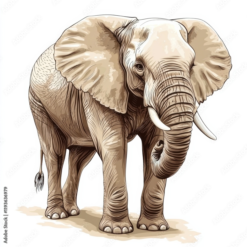 Aufkleber elephant standing gracefully in a serene environment showcasing its majestic features and gentle dem