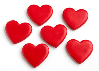 Set of red heart isolated on white background