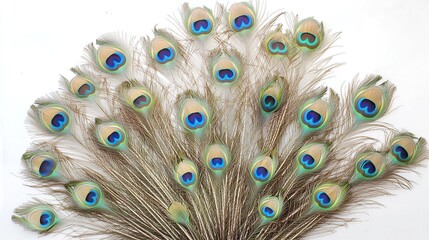 Obraz premium An intricate collection of peacock feathers spread wide
