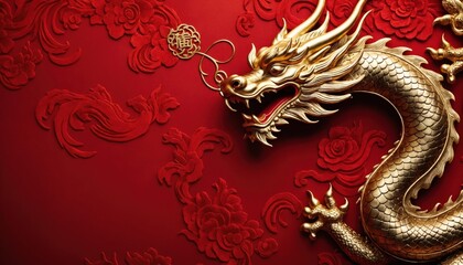 Background luxury red and wooden Chinese New Year year of the gold dragon