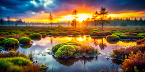 Fototapeta premium Mystical Bog at Dusk: Soft Focus Landscape Photography