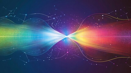 Depiction of light waves illustrating refraction diffraction spectral colors in optical diagrams