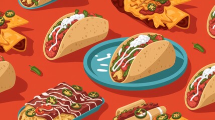 Delicious Mexican Food Tacos Burritos And Enchiladas