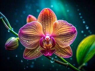 Night Blooming Moon Orchid, Phalaenopsis schilleriana, Shallow Depth of Field, Close-Up