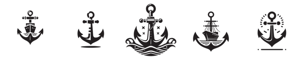 Vector collection of ship anchor icons