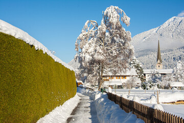 Blizzard on winter in the Garmisch-Partenkirchen  Germany