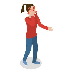 3D Isometric Flat Vector Set of Body Pain, Chronic Ache, Joint Inflammation, Headache. Item 10