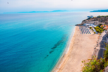 Tropea, Calabria, Italy. Church of Santa Maria dell Isola. Azure crystal-clear water