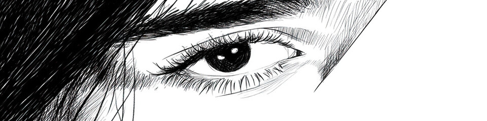 Line Drawing of a Woman's Eye and Partial Face