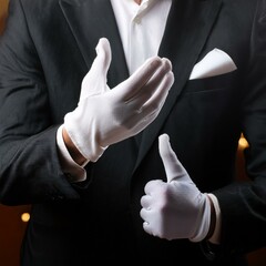 mains d'un magicien avec des gants en ia