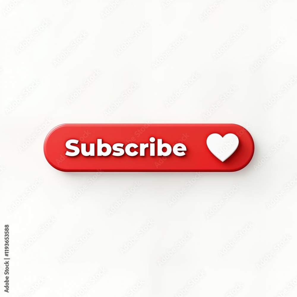 Aufkleber Red subscribe button with white text, heart icon. Modern web design element. Ideal for websites, apps. Easy to click. Use for social media. Join community. Great for marketing campaigns. Simple,