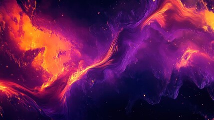 Obraz premium Abstract art of swirling orange and purple nebula.