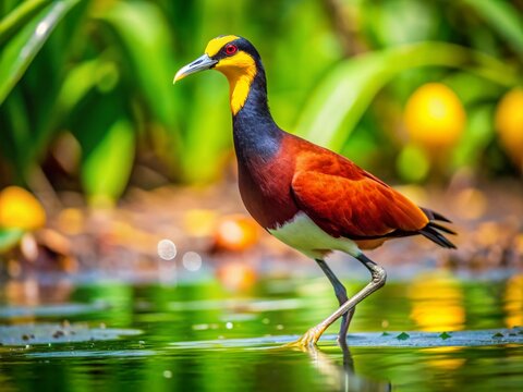 Northern Jacana Bird, Jacana spinosa, Rio Curu, Costa Rica Wildlife