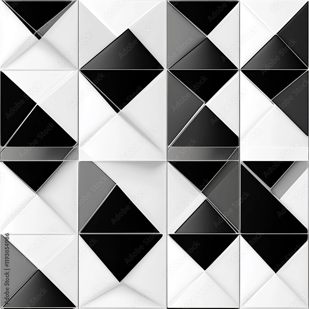 Poster modern geometric black and white tile texture with a sleek pattern