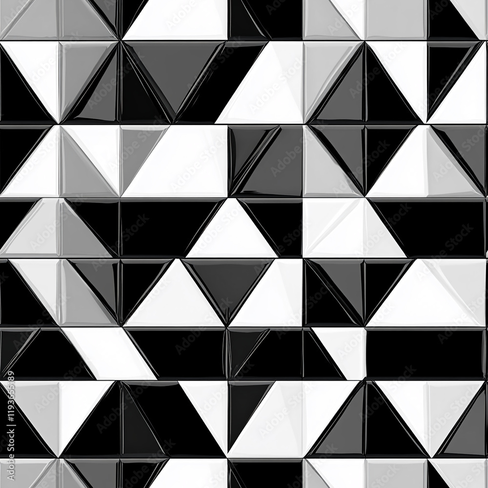 Poster geometric black and white triangle tile texture with a modern pattern