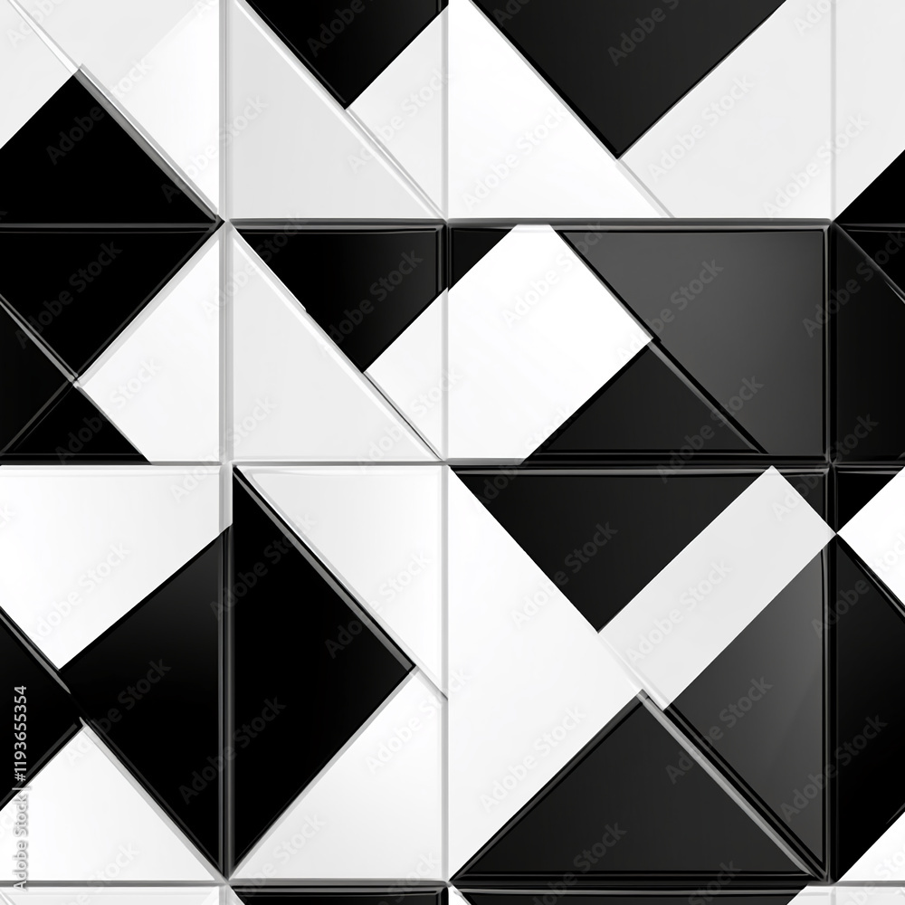 Poster modern geometric black and white tile pattern texture design