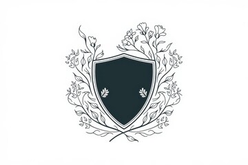 Obraz premium Elegant Floral Shield Design A Classic Emblem