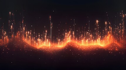 Fototapeta premium Abstract Glowing Orange Light Particle Wave Energy