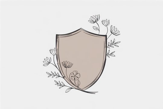 A Beige Shield Decorated with Simple Floral Designs