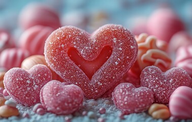 Fototapeta premium Sweet Heart-Shaped Candy Topped with Sugar