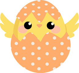 Obraz premium Cute kawaii cartoon chick in easter eggisolated vector design element