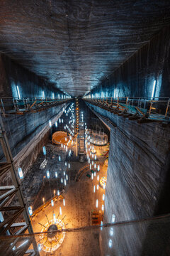 Underground theme park in big salt mine Salina Turda, Turda in Romania, transylvania. Popular tourist destination.