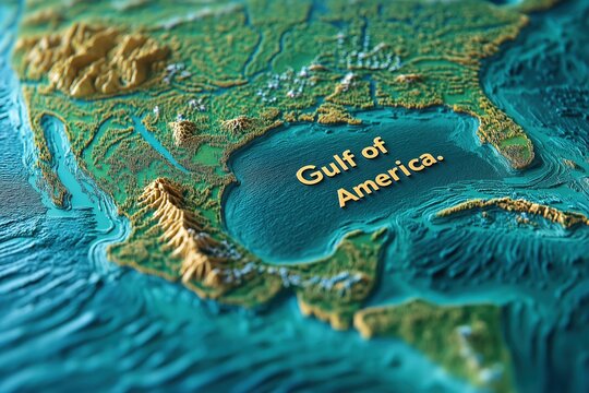 Globe Close-up: Gulf of America, Topography, and Natural Lighting