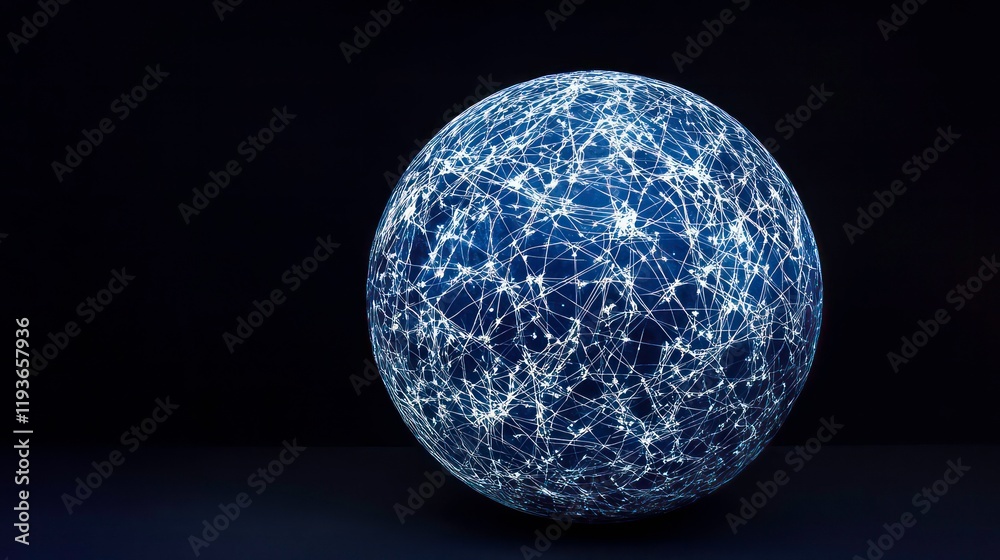 Wall mural a blue and white image of a globe with a network of lines surrounding it