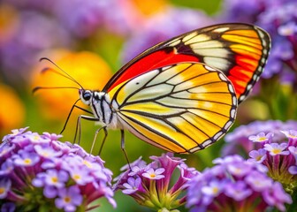 Obraz premium Painted Jezebel Butterfly on Purple Golden Dew Drop Flowers