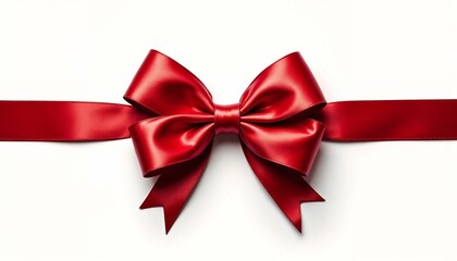Vibrant red festive bow with intricate folds and reflections on white background