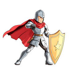 Obraz premium Illustration of a cartoon character with a shield.