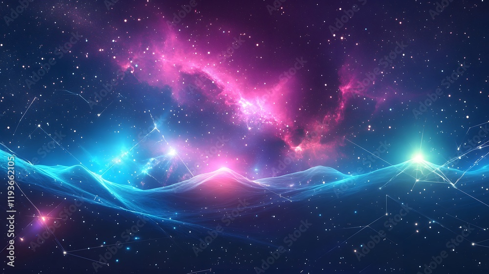 Canvas Prints cosmic landscape featuring nebulae and glowing celestial forms