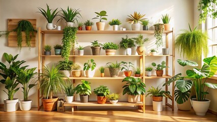 Panoramic Hygge: Tranquil Indoor Plant Shelf with Natural Light