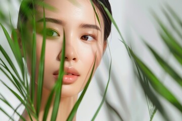 Fototapeta premium Asian woman with clean skin beauty and spa portrait.