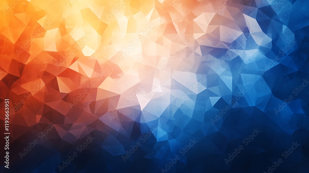 Aufkleber an abstract geometric pattern blending warm oranges and cool blues, creating a vibrant and dynamic v
