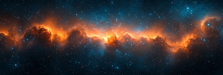 Fototapeta premium Stars in blue and red merging into a galaxy, with room for banner text. Perfect for American political events and national holidays, symbolizing elections, freedom, and patriotic celebration