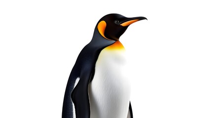 Fototapeta premium King Penguin on a white background, glowing 