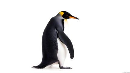 Obraz premium King Penguin on a white background, glowing 