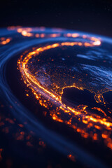 Captivating Vista of Earth's Dynamic Fiery Tectonic Lines Illuminating the Midnight Environment
