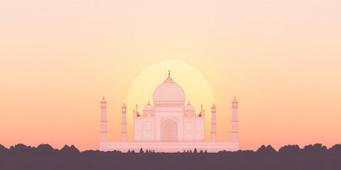 Fototapeta premium Majestic monument at sunset. Serene landscape, tranquil atmosphere. A peaceful scene.