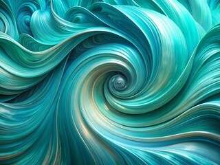 Fototapeta premium Panoramic Turquoise Abstract Background: Swirling Paint Texture