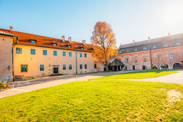 Benedictine abbey, monastery and church on the rocky cliff and Vistula river. Tyniec near Krakow,...