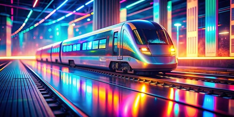 Fototapeta premium Panoramic View of Modern Train Ticket Design Concept